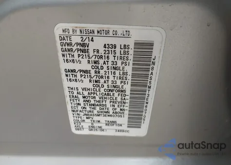 2014 Nissan Rogue Select S from USA, damaged, VIN JN8AS5MT3EW607051